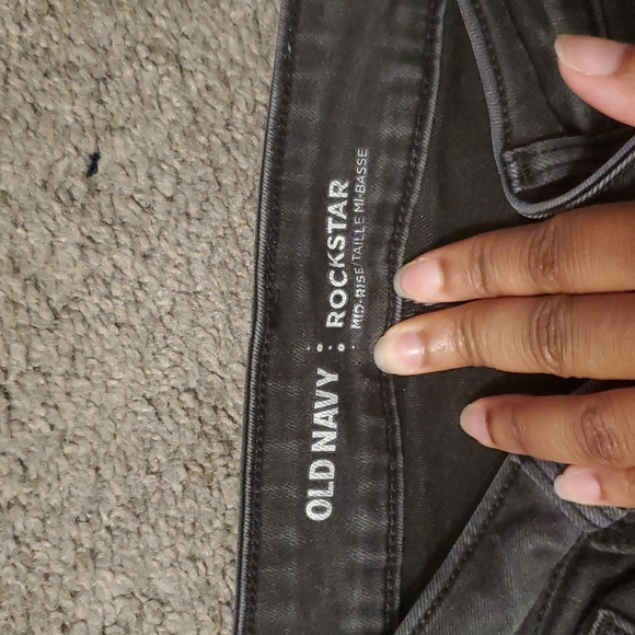 Women's  Distressed Mid Rise Rockstar Skinny Jeans - Picture 2 of 8